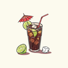 glass of cola with ice