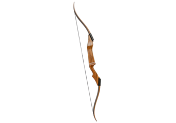 The Archery A beautiful woodgrain bow with a taut string in a black void