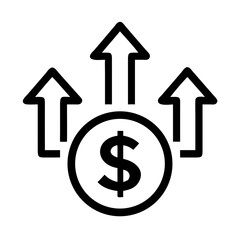 Obraz premium Dollar Sign with Multiple Arrows Icon Representing Financial Growth and Economic Direction