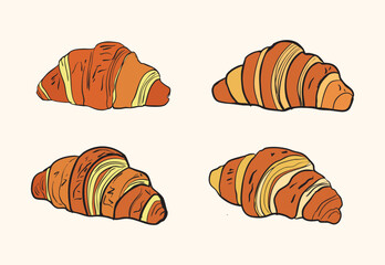 Rustic Croissant Illustration Set