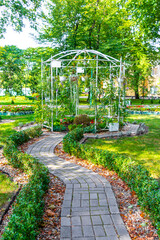 Brest City Park green nature art and landscape in Belarus.