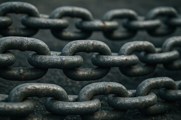 Fototapeta premium Strong metallic chains linked together.