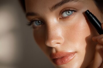 Woman Applying Makeup on Her Face