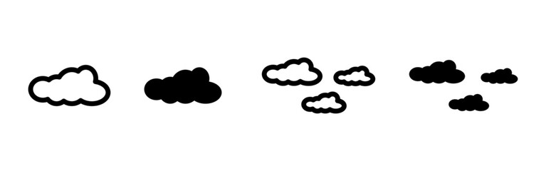 Cloud icon. Simple fluffy shape representing sky weather condition vector illustration. Atmospheric nature element and air forecast symbol. Environment and abstract design sign. Weather pictogram.