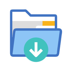 Folder with Document Download Icon Representing File Retrieval and Data Access
