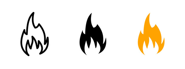 Fire icon. Stylized flame shape with pointed edges vector illustration. Burning symbol of heat, energy and combustion. Emergency alert and hazard warning sign. Danger pictogram.