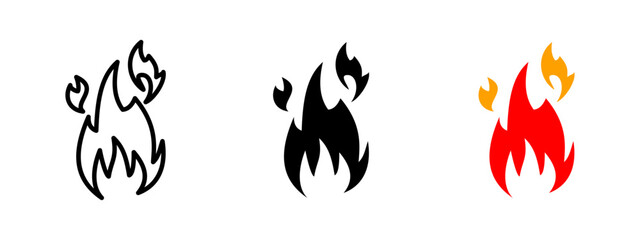 Flame icon. Stylized burning fire with multiple sharp flickers vector illustration. Wild blaze and ignition symbol. Emergency alert and energy source sign. Hazard pictogram.