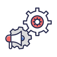 Obraz premium Gear and Megaphone Icon Representing Marketing Automation and Promotion