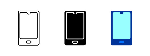 Smartphone icon. Modern touchscreen mobile phone with front camera vector illustration. Digital device for communication and internet symbol. Technology and portability sign. Mobile phone pictogram.