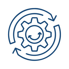 Gear with Circular Progress Arrows Icon Representing Workflow and Process Management