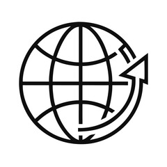 Globe with Arrow Icon Representing Global Expansion and International Reach