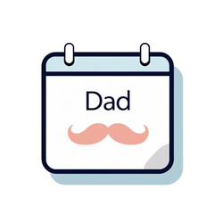 Fototapeta premium Fathers Day Calendar Icon Mustache Dad Design
