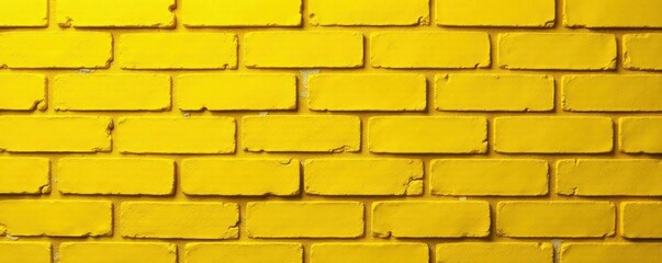 Obraz premium Textured yellow brick wall, uneven mortar lines, wall, yellow brick, grunge