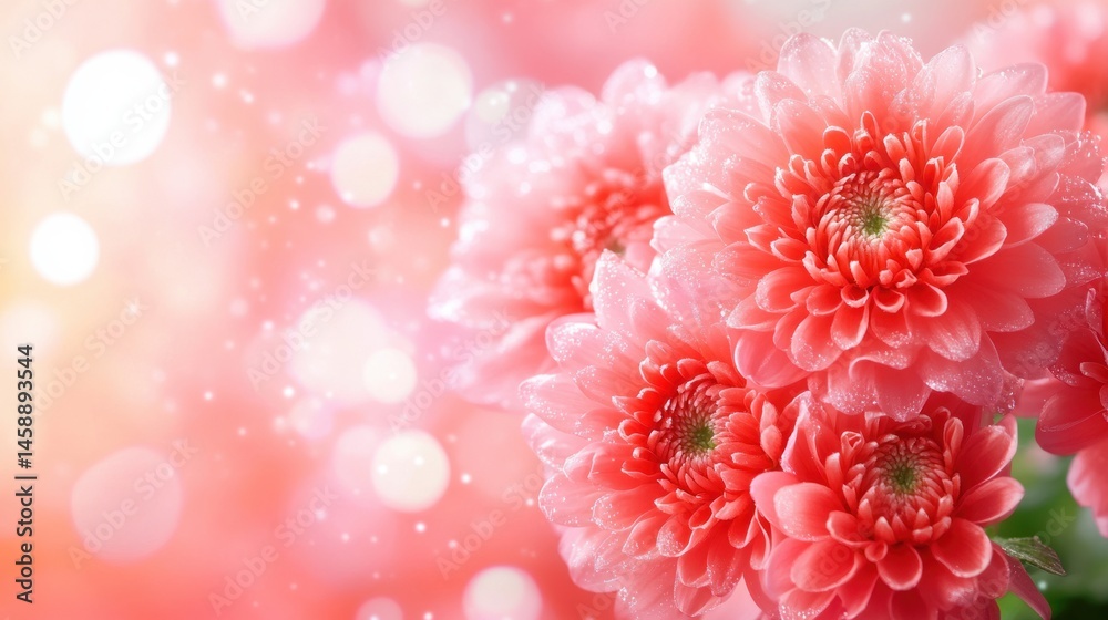 Aufkleber exquisite coral pink dahlia flowers clustered together create a soft, romantic composition with glit