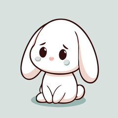 Obraz premium The sad bunny with big eyes sits quietly, conveying gentle emotion through its cute demeanor