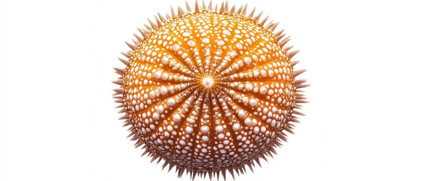 Isolated orange and white sea urchin on white background