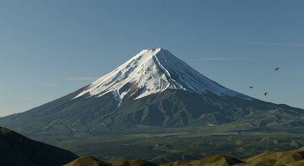 Fototapeta premium Majestic Mount Fuji: A Low-Poly Digital Masterpiece