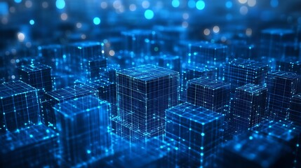 Obraz premium Blue-white abstract 3D data structures for supply chain and engineering themes, great for technical presentations