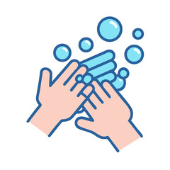 Fototapeta premium Hands Washing with Bubbles Icon Representing Hygiene and Hand Sanitization