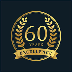 60 Years of Excellence – Golden Anniversary Badge with Ribbon and Laurel Wreaths