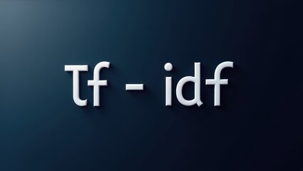 Obraz premium TfIdf. TF-IDF text analysis letters white typography on dark blue gradient background, digital marketing, SEO concepts, technology, data science, web analytics, business intelligence, research tool,