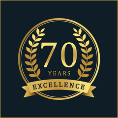 70 Years of Excellence – Golden Anniversary Badge with Ribbon and Laurel Wreaths