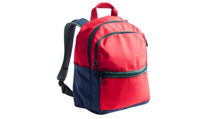 Professional School Backpack Isolated on White Background with Zipper and Pockets