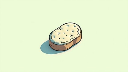 Thca. Creamy cheese on rustic bread slice, delicious snack, healthy breakfast concept, minimalist style, light background, perfect for food blog, recipe, nutrition article, casual dining illustration