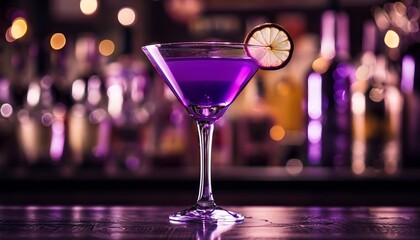 purple martini on bar counter