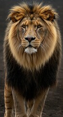 Fototapeta premium Majestic Male Lion Portrait with Water Droplets