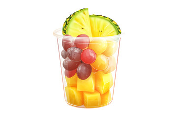 Delicious Mixed Fruit Cup on Transparent Background
