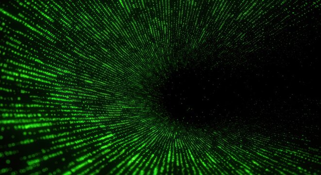 Digital tunnel green lines background