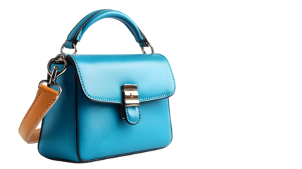 Stylish Blue Fashion Purse Handbag on White Background Isolated