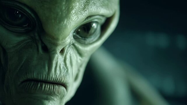4K Green-Skinned Extraterrestrial Alien Close-Up | Sci-Fi Character Design | Futuristic Alien Species for Fantasy and Space Projects