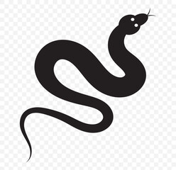 Snake Silhouette Vector Icon – Minimalist Wavy Serpent Design on Transparent Background. EPS 10.