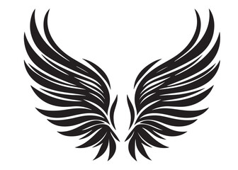 Obraz premium vector silhouette angel wings logo silhouette, black angel wings logo icon design vector, flying eagle bird wing vector silhouette, wings logo icons vector silhouette design on white background.