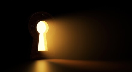 Golden light through keyhole abstract