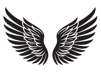 vector silhouette angel wings logo silhouette, black angel wings logo icon design vector, flying eagle bird wing vector silhouette, wings logo icons vector silhouette design on white background.