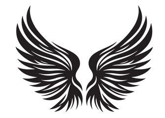 vector silhouette angel wings logo silhouette, black angel wings logo icon design vector, flying eagle bird wing vector silhouette, wings logo icons vector silhouette design on white background.