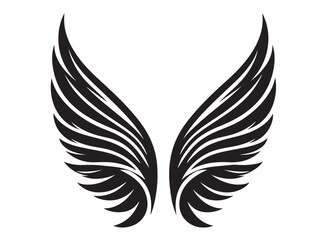 vector silhouette angel wings logo silhouette, black angel wings logo icon design vector, flying eagle bird wing vector silhouette, wings logo icons vector silhouette design on white background.