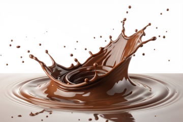 Delicious chocolate splash rich brown liquid exploding in a crown shape against a dark background