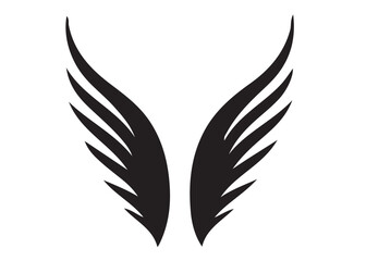 vector silhouette angel wings logo silhouette, black angel wings logo icon design vector, flying eagle bird wing vector silhouette, wings logo icons vector silhouette design on white background.