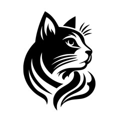Elegant Black Cat Silhouette Logo, Minimalist Design