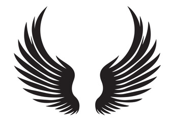 vector silhouette angel wings logo silhouette, black angel wings logo icon design vector, flying eagle bird wing vector silhouette, wings logo icons vector silhouette design on white background.