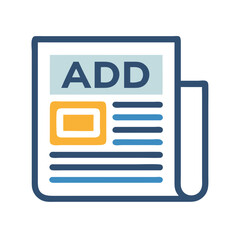 Newspaper with Ad Icon Representing Print Advertising or Media Promotion