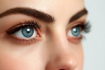 Woman's Face with Blue Eyes and Long Lashes