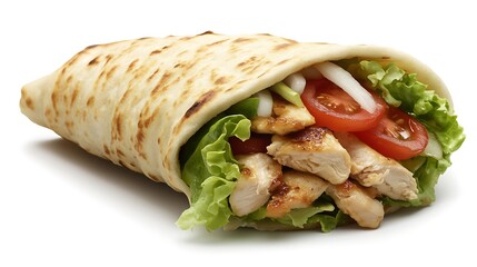 Close up of a freshly made delicious chicken shawarma roll