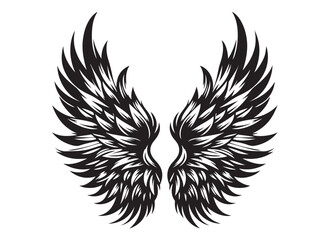 vector silhouette angel wings logo silhouette, black angel wings logo icon design vector, flying eagle bird wing vector silhouette, wings logo icons vector silhouette design on white background.