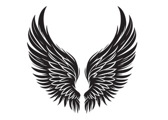 vector silhouette angel wings logo silhouette, black angel wings logo icon design vector, flying eagle bird wing vector silhouette, wings logo icons vector silhouette design on white background.
