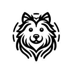 Smiling Spitz Dog Logo - Minimalist Black & White Design